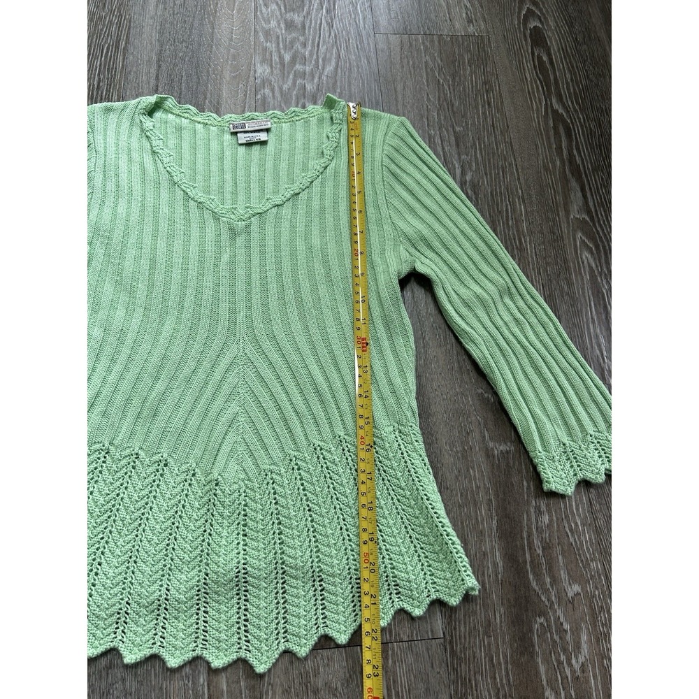 Vintage Faded Glory Green Knit Ruffle Top USA Made Y2K Fairy Whimsy Coquette 90s - Picture 8 of 8